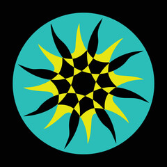 Circle yellow flower nature logo 