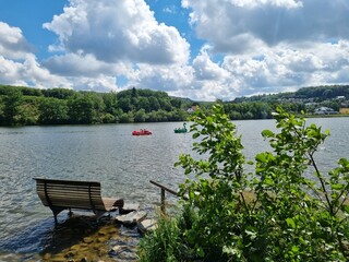 Fototapeta premium View of the first basin of Sorpe Lake, Sauerland, North Rhine-Westphalia, Germany