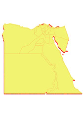 Illustration of the map of Egypt with Unitary District, Region, Province, Municipality, Federal District, Division, Department, Commune Municipality, Canton Map 3D