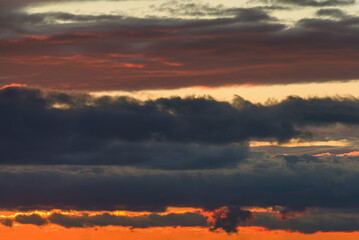 Summer evening sky just after sunset. Shallow depth of field.