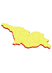 Illustration of the map of Georgia with Unitary District, Region, Province, Municipality, Federal District, Division, Department, Commune Municipality, Canton Map 3D