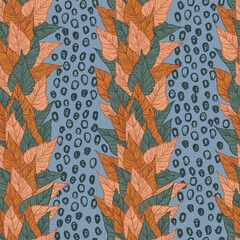 seasonal autumn bouquet with fallen yellowed leaves vector seamless pattern
