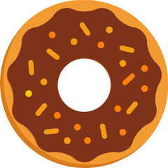 Donuts isolated on white background, donut collection, sweet donuts, icing sugar donuts. Stay with white chocolate, strawberry and chocolate donuts top view.