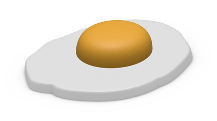 A 3D illustration of a round, white egg isolated on a white background