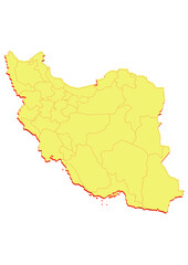  Illustration of the map of Iran with Unitary District, Region, Province, Municipality, Federal District, Division, Department, Commune Municipality, Canton Map 3D