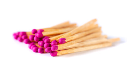Fire matches pile isolated on white. Object
