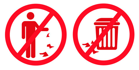 Do not litter, keep clean, prohibition sign. Vector illustration.
