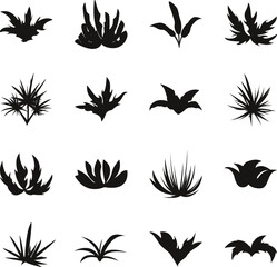 Garden grass symbol collection garden shrub- stock isolated Vector Silhouettes