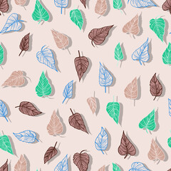 seasonal autumn fallen yellowed leaves vector seamless pattern for fabrics, prints, packaging and cards