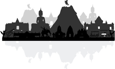 Buriram capital city silhouette isolated from white background