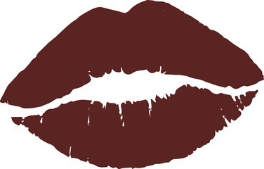 lip, female mouth. Lips with lipstick. Woman's lips close up isolated on white background.
