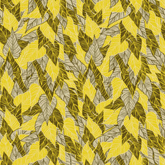 Fototapeta na wymiar seasonal autumn fallen yellowed leaves vector seamless pattern for fabrics, prints, packaging and cards