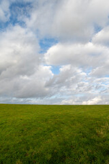 Fototapeta na wymiar Grasfläche mit wolkigem Himmel