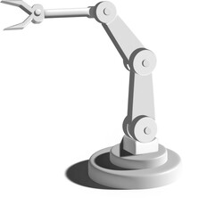 3D Realistic Factory robot arms, manipulators and cranes for manufacture industry. Flat mechanic control tool, automation technology equipment set. 

