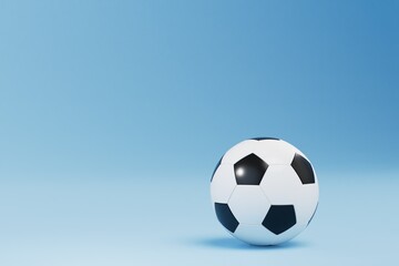 Fototapeta na wymiar ball for playing football. soccer ball on a blue background. copy paste, copy space. 3d render. 3d illustration