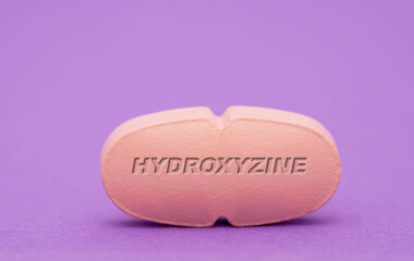 Hydroxyzine Pharmaceutical medicine pills  tablet  Copy space. Medical concepts.