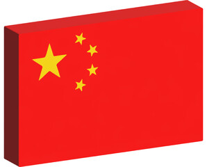 China map with flag. Isolated white background.