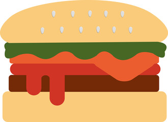 hamburger or cheeseburger fast food food isolated on white background