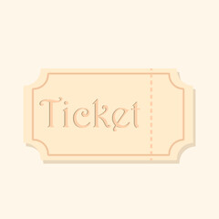 Simple ligh pink ticket for cinema, museum, theatre event isolated, flat design vector logo illustration