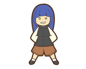 堂々とした青髪の女の子