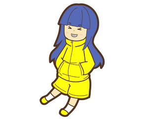 ポケットに手を入れてる青髪の女の子