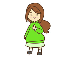 グッジョブしてる茶髪の女の子