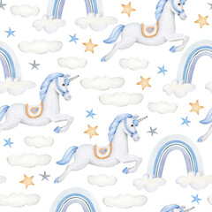 Unicorn and rainbow pattern.Kids print