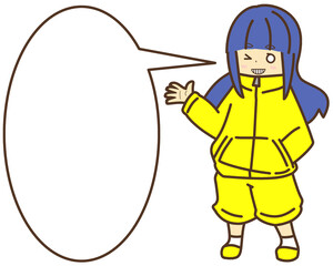 説明する青髪の女の子
