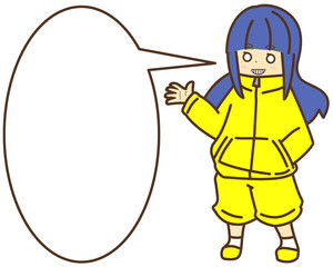 説明する青髪の女の子