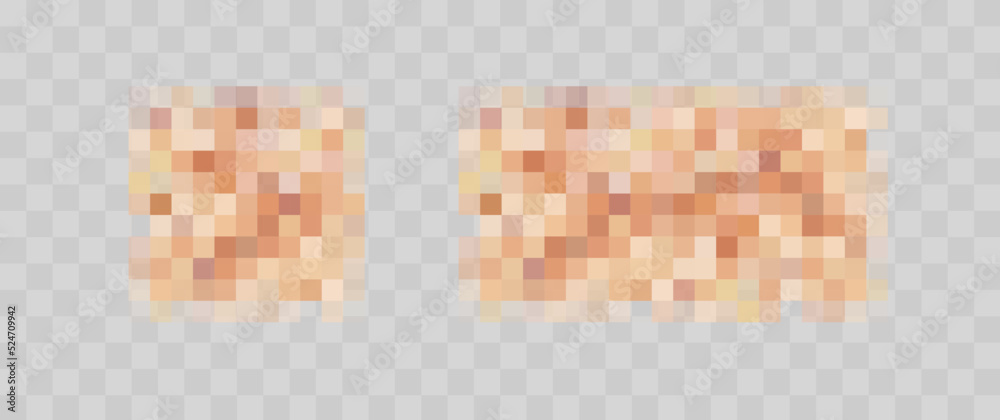 Wall mural censor blur effect texture set isolated on transparent background. blurry pixel color censorship ele