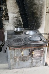 old wood stove in the kitchen