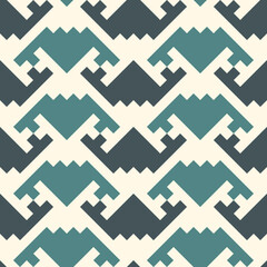 Seamless pattern. Geometrical ornament. Mosaics backdrop. Tiles wallpaper. Ethnic motif. Geometric background. Digital paper. Ethnical textile print. Abstract web design. Vector artwork