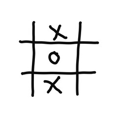 tic tac toe in hand drawn style. Vector doodle icon illustration. Hand drawing for sucess, thinking, solution, school, business and other concepts
