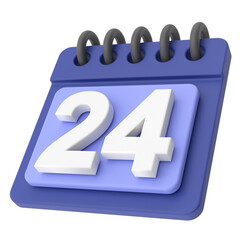 24th. Twenty-fourth day of month. 3D calendar icon.