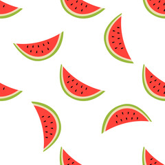 Seamless vector background with watermelons. Bright berry pattern. Pattern for fabric, postcards, wallpaper