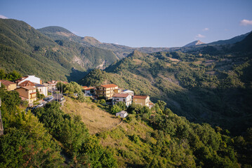 Fototapeta na wymiar village in the mountains of Italy in Terranova di Pollino