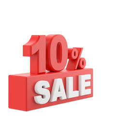 3D ten percent sale. 10% sale. Sale banner decoration.