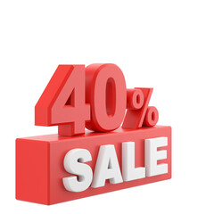 3D forty percent sale. 40% sale. Sale banner decoration.