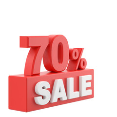 3D seventy percent sale. 70% sale. Sale banner decoration.