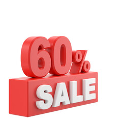3D sixty percent sale. 60% sale. Sale banner decoration.