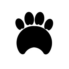 illustration of dog paw prints isolated on white background. Emblem design, dog holiday concept.