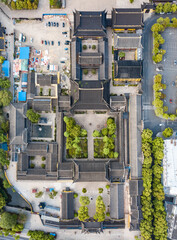 Aerial photography of Tianning Pagoda, Wenbi Pagoda, Hongmei Pavilion and Hongmei Park Scenic Spot in Changzhou City, Jiangsu Province, China