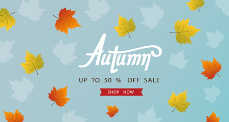 Fototapeta na wymiar Autumn background with leaf for shopping sale