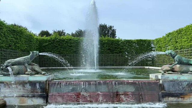 Fountain in Versailles Paris France is the place where many films were shot including Angelique and the King 18.04.22. High quality 4k footage