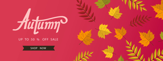 Autumn background with leaf for shopping sale