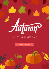 Autumn background with leaf for shopping sale