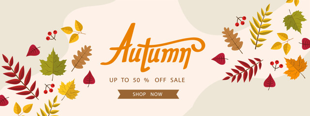 Autumn background with leaf for shopping sale
