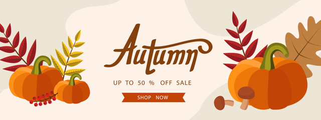 Autumn background with leaf for shopping sale
