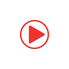  Video player vector flat icon in red color isolated on white background..