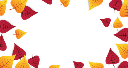 Autumn background with leaf for shopping sale Banner for promotion discount season. Vector illustration template. Thanksgiving backdrop